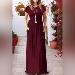 EUC - GRECERELLE Women's Short Sleeve Maxi Dress with Pockets (B2-6)